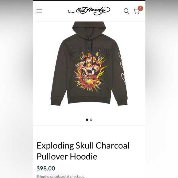 NWT Exploding Skull Charcoal Pullover Hoodie - Picture 3 of 5